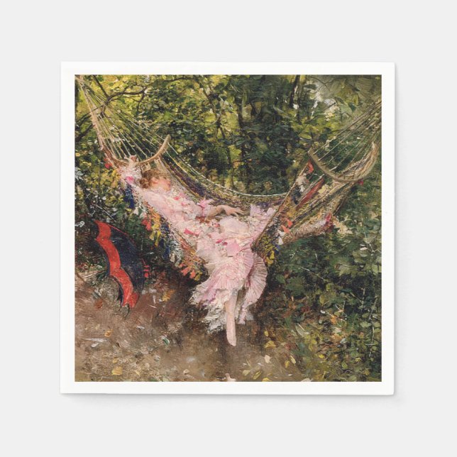 Guardanapo De Papel Lady Resting in a Hammock (por Giovanni Boldini) (Frente)