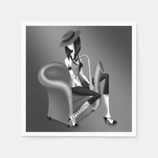 Guardanapo De Papel Lady Saxofonista - Partido Napkins Inspirado no Ja (Frente)