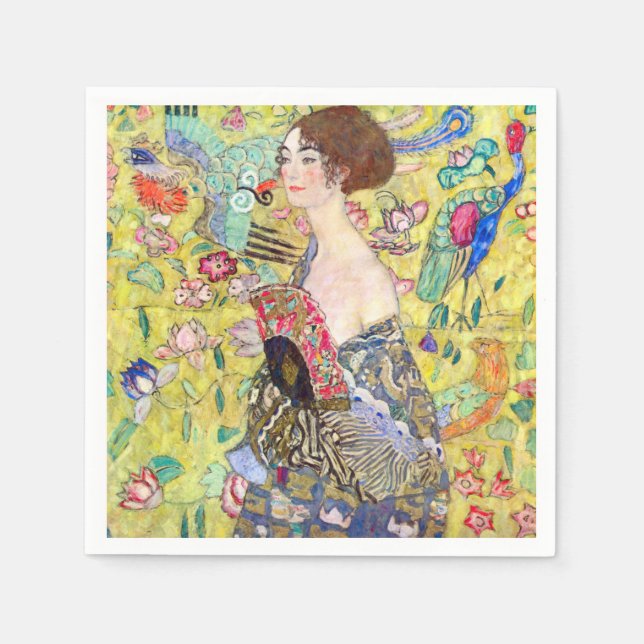 Guardanapo De Papel Lady With Fan Painting (Frente)