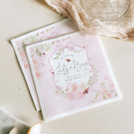 Guardanapo De Papel LadyBug Floral Pink Bow Baby Shower Napkins