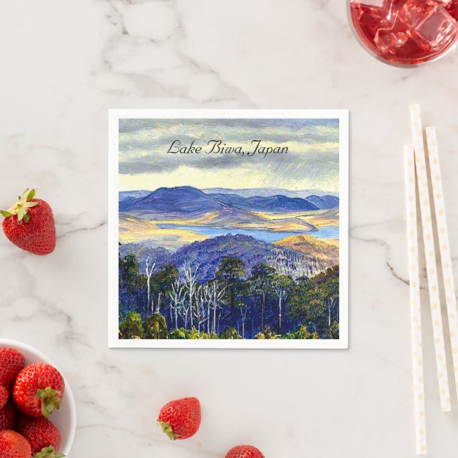 Guardanapo De Papel Lago Biwa, Japão, pintura paisagística vinda (Insitu)