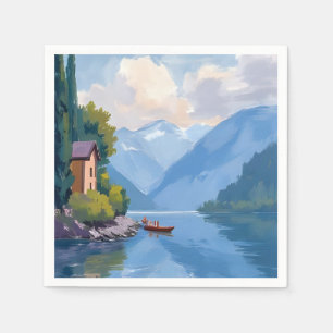 Guardanapo De Papel Lago de Como, Itália Pintura Aquarela
