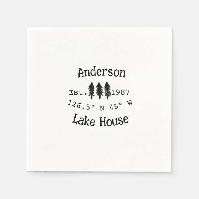Guardanapo De Papel Lago House ets. Data ano em que as coordenadas per (Frente)