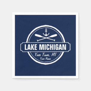 Guardanapo De Papel Lago Michigan, cidade personalizada, nome, âncora