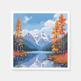 Guardanapo De Papel Lago Tahoe Outono | Pintura de Montanha de Folhage