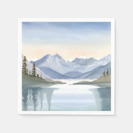 Guardanapo De Papel Lago Tahoe | Paisagem Montanhosa em Aquarela