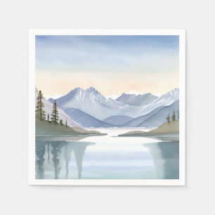 Guardanapo De Papel Lago Tahoe Paisagem Montanhosa em Aquarela