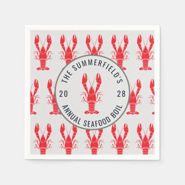 Guardanapo De Papel Lagosta de Verão para Festa de Mariscos de Lagosti (Frente)