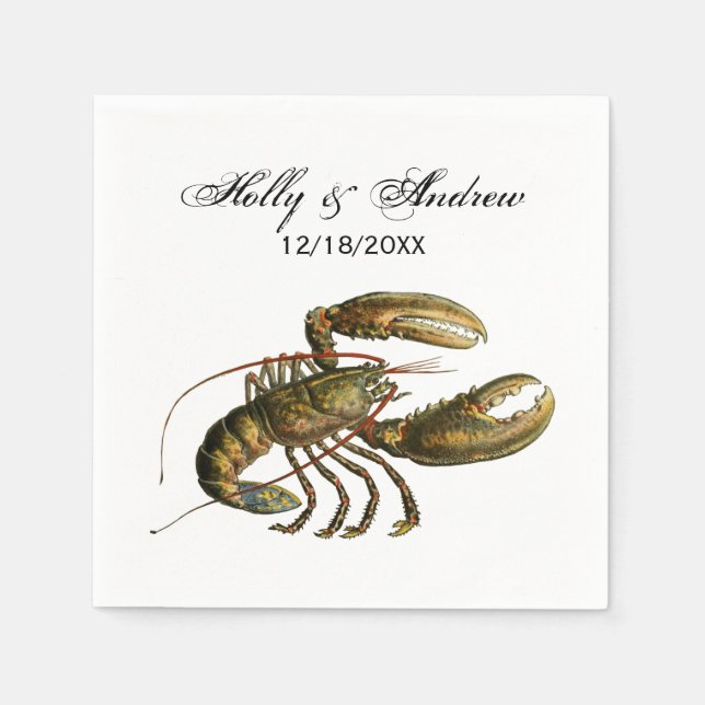 Guardanapo De Papel Lagosta Vintage #3 Desenho (Frente)