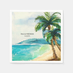 Guardanapo De Papel Laguna de praia tropical Palm Tree Paradise Wedd
