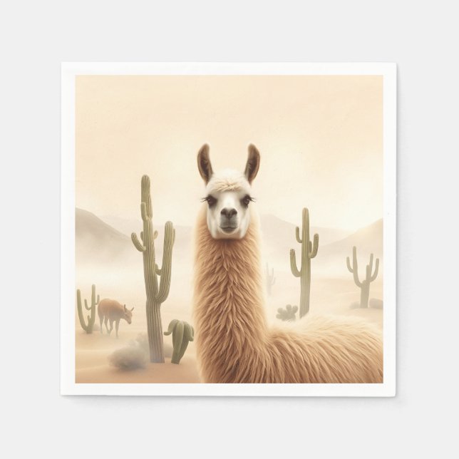 Guardanapo De Papel Lama de Areia Suave com Fluxo de Cactus (Frente)