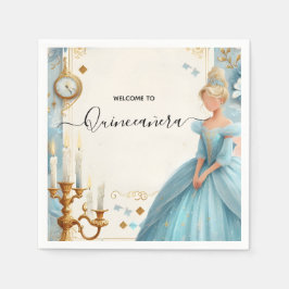 Guardanapo De Papel Lâmpada Lâmpada Gelo Dourado Céu Azul Quinceanera
