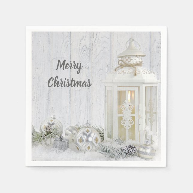 Guardanapo De Papel Lanterna de Natal Com Ornamentos (Frente)