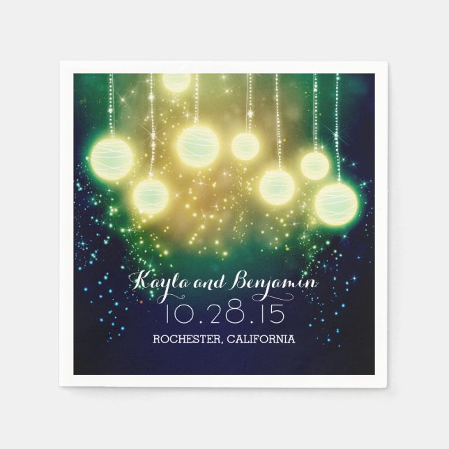 Guardanapo De Papel Lanternas de Casamento Azul Teal (Frente)