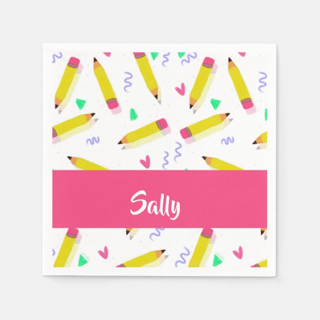 Guardanapo De Papel lápis amarelas e escamas brancas (Frente)