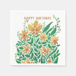 Guardanapo De Papel laranja amarelo Floral Birthday Napkins