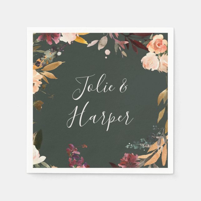 Guardanapo De Papel Laranja Borboleta | Casamento Verde Napkins (Frente)