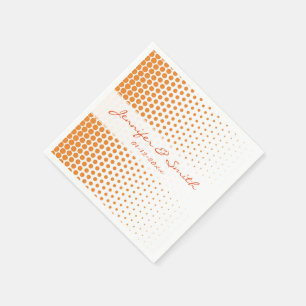Guardanapo De Papel Laranja Cádmio Bolinha Moderno Branco