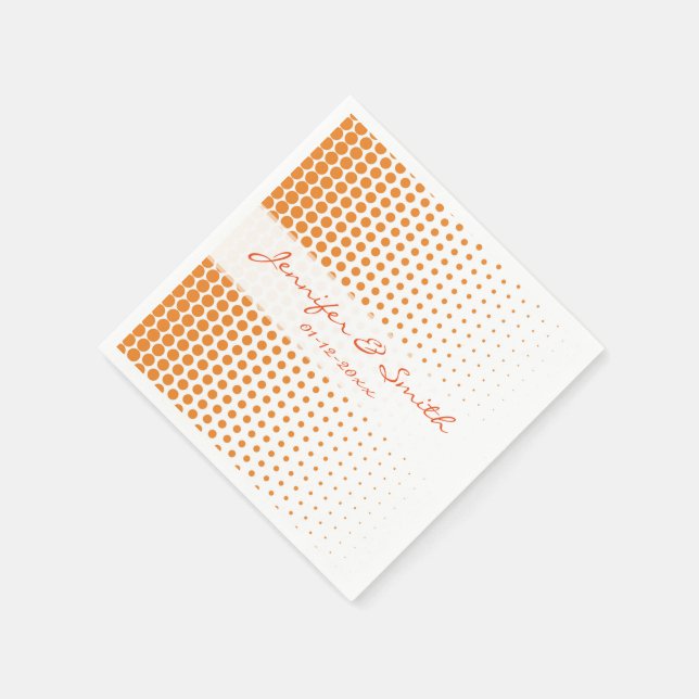 Guardanapo De Papel Laranja Cádmio Bolinha Moderno Branco (Canto)