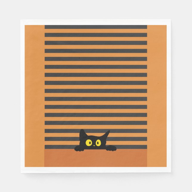 GUARDANAPO DE PAPEL LARANJA DE GATO PRETO E PRETO (Frente)