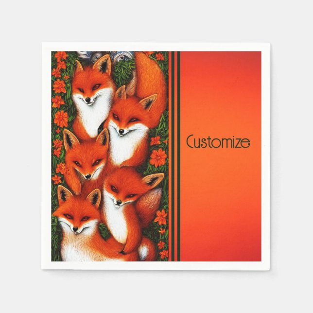 Guardanapo De Papel Laranja Divertida Foxy (Frente)