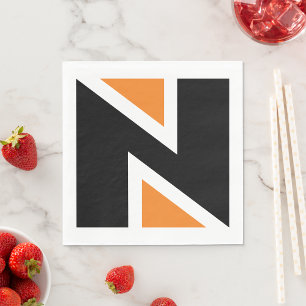 Guardanapo De Papel Laranja E Preto - Letra N Papel Nápoles