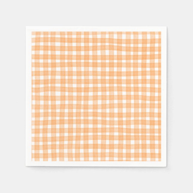 Guardanapo De Papel Laranja Gingham Fall (Frente)