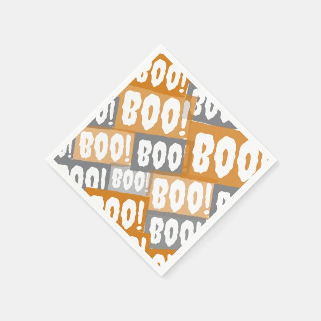 Guardanapo De Papel Laranja moderno e Cinza Boo Padrão Halloween (Canto)