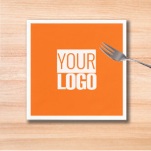 Guardanapo De Papel Laranja neon - adicione seu logotipo