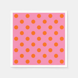 Guardanapo De Papel Laranja no Design de padrão Bolinhas cor-de-rosa
