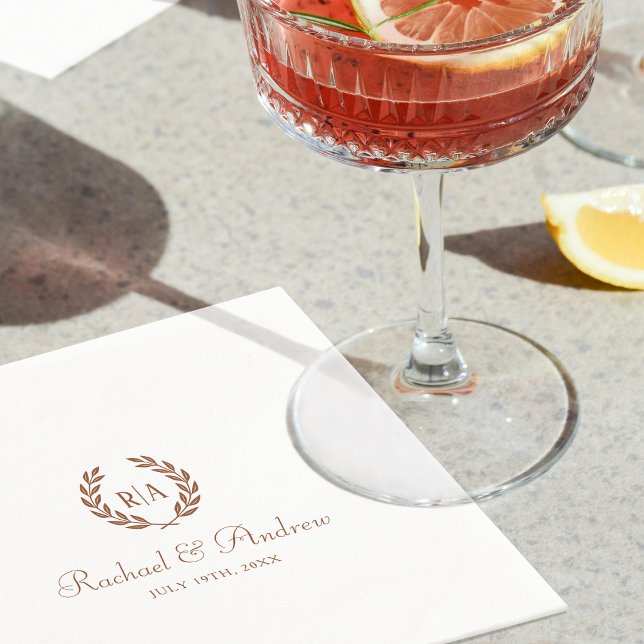 Guardanapo De Papel Laranja Queimada de Casamento Monograma Elegante (Criador carregado)