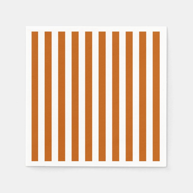 Guardanapo De Papel Laranja queimada e faixas brancas de doces (Frente)