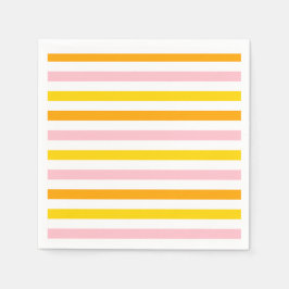 Guardanapo De Papel Laranja, Rosa e Amarelo Stripado