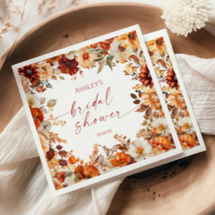 Guardanapo De Papel Laranja Rústica Borgonha Floral Chá de Noiva