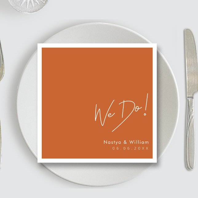 Guardanapo De Papel Laranja Simplesmente Queimado: Mão Apelida 'Nós Fa (Simply Burnt Orange Hand Lettered 'We Do'  Napkins)