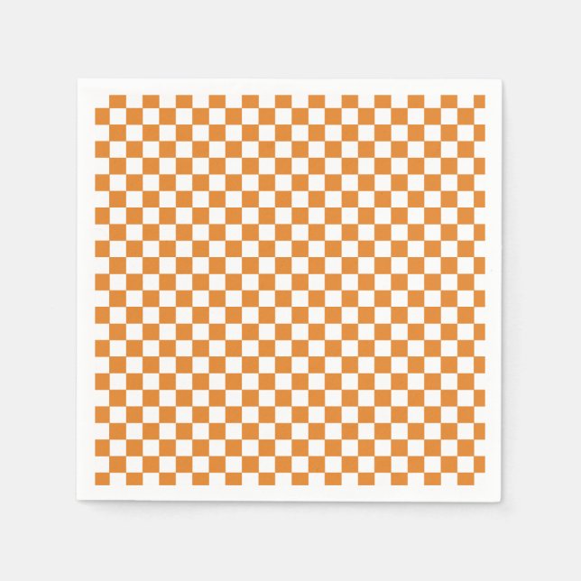 Guardanapo De Papel Laranja Xadrez Retro (Frente)