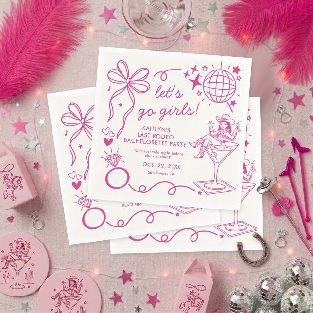 Guardanapo De Papel Last Rodeo Disco Cowgirl Bachelorette Party (Criador carregado)