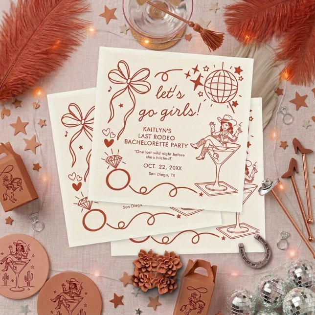 Guardanapo De Papel Last Rodeo Disco Cowgirl Bachelorette Party (Criador carregado)