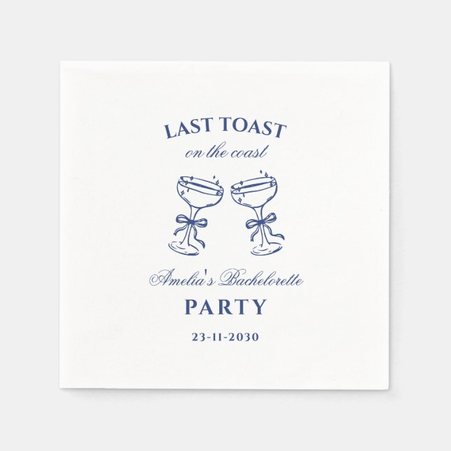 Guardanapo De Papel Last Toast on the Coast Bachelorette Party Napkins (Frente)