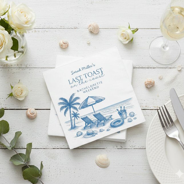Guardanapo De Papel Last Toast on the Coast Beach Bachelorette Party  (Criador carregado)