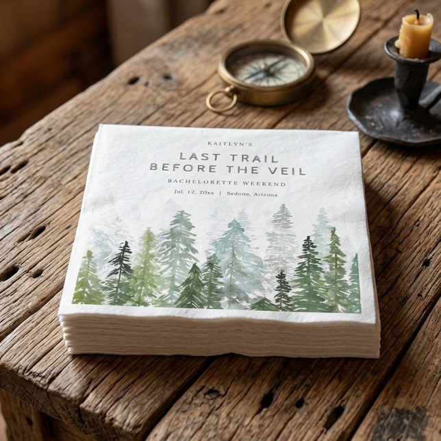 Guardanapo De Papel Last Trail Pine Forest Camping Bachelorette Party (Criador carregado)