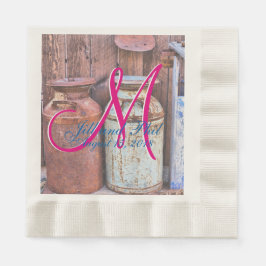 Guardanapo De Papel Latas De Leite Vintage Monograma Antiquado De Meta