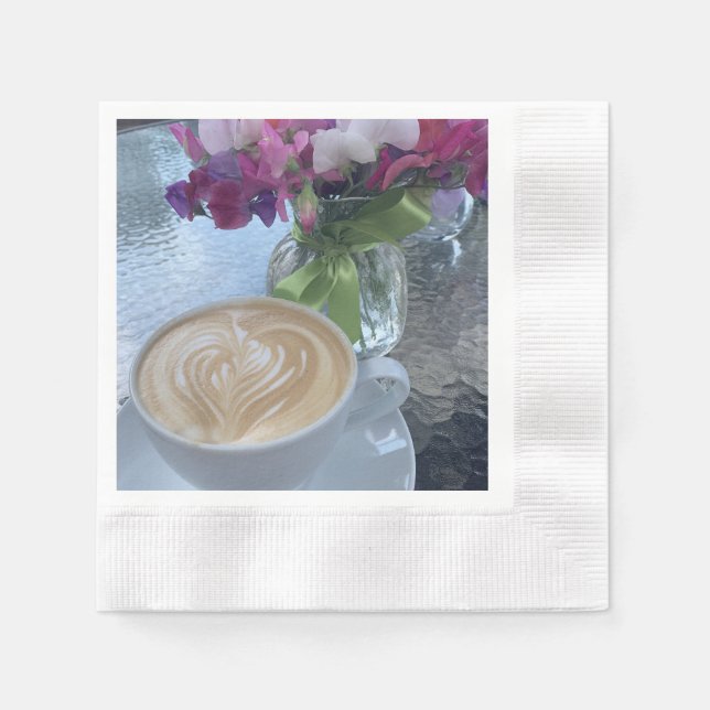 Guardanapo De Papel Latte e Flores de Ervilha Doce (Frente)