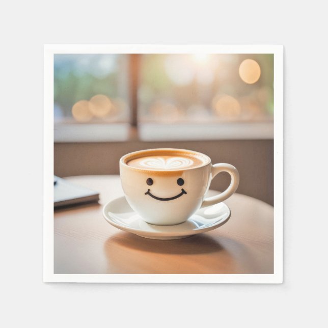 Guardanapo De Papel Latte Sorrindo Por Janela Sunny (Frente)