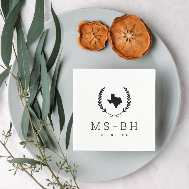 Guardanapo De Papel Laurel Crest Texas Wedding Monograma (Criador carregado)