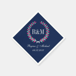 Guardanapo De Papel Laurel Wreath Monogramas Marinho Napkin Blue