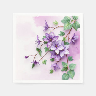 Guardanapo De Papel Lavanda Clematis Vine Watercolor