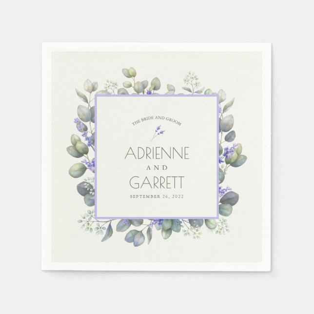 Guardanapo De Papel Lavanda Com Eucalyptus Greenery Weding Paper (Frente)
