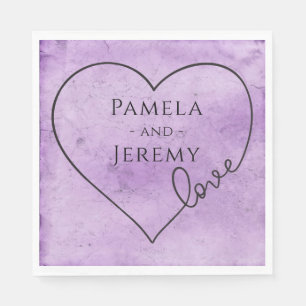 Guardanapo De Papel Lavanda Coração Roxo Amor com Aquarela
