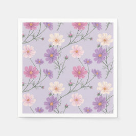 Guardanapo De Papel Lavanda Cosmos Flowers Cocktail